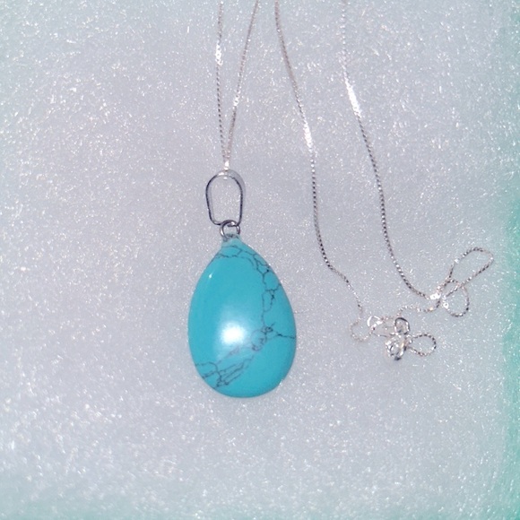 Boho Natural Turquoise Sterling Silver 16” Necklace - Picture 4 of 8